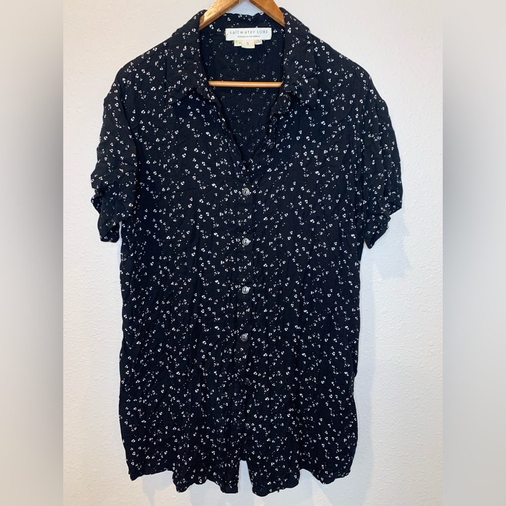 Saltwater LUXE Black and White Floral Shirt